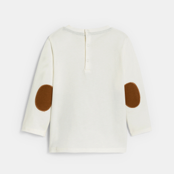 تيشيرت أزرق مع ألوان متناقضة عليه حيوان للأولاد الصغار.